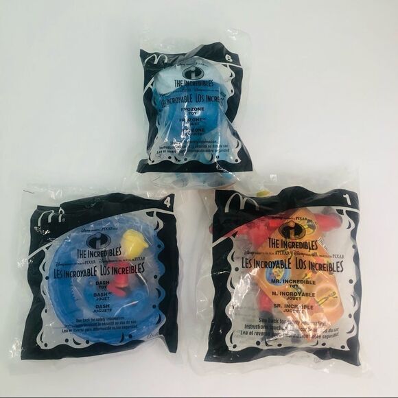 disney pixar the incredible mcdonalds happy meal toys 2005 lot of  1 4 6 - Picture 1 of 9